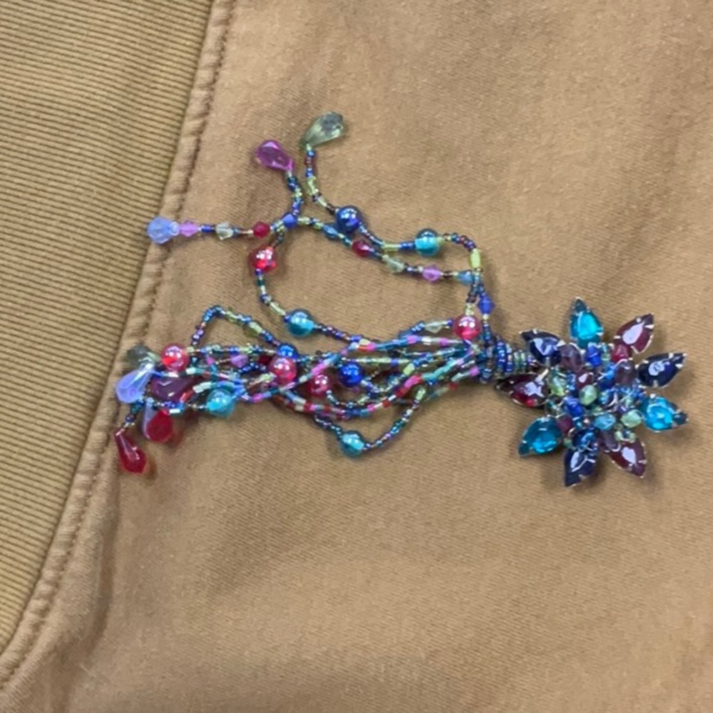 Multicolor Beaded Floral Brooch